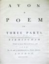 BASKERVILLE PRESS  1758  HUCKELL, JOHN.  Avon. A Poem in Three Parts.